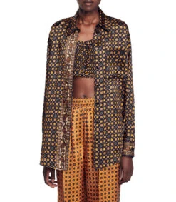Sandro Camisa Con Multi Estampado De Manga Larga Mujer