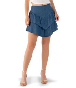 BCBGeneration Falda Corta Con Holanes Mujer