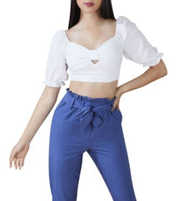 BCBGeneration Playera Crop Lisa De Manga Corta Mujer