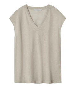 ADOLFO DOMINGUEZ Playera Cuello V Sin Mangas Jaspeada Mujer
