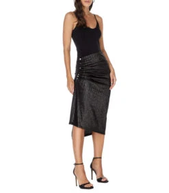 Paco Rabanne Falda Midi De Corte Recto Con Efecto Metalizado Mujer -GlamModa Ventas 43290989 x3