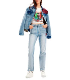 Desigual Jeans Estilo Vaquero Rectos Con Mickey Mouse Mujer -GlamModa Ventas 43293580 x3