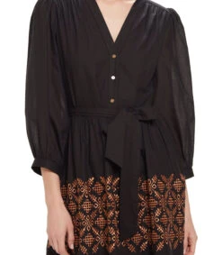Vestido Bohemio Negro Bordado En Contraste Mujer -GlamModa Ventas 43296623 x3