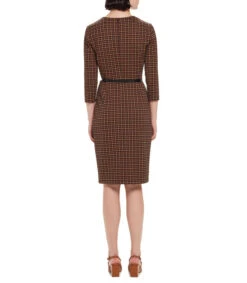 Vestido De Cuadros Ajustado Con Cinturón Mujer -GlamModa Ventas 43296658 x2