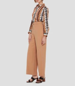 Pantalón Wideleg Beige Con Cinturón Mujer -GlamModa Ventas 43296665 x3