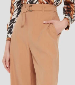 Pantalón Wideleg Beige Con Cinturón Mujer -GlamModa Ventas 43296665 x4