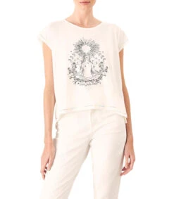 Playera De Cuello Redondo Sin Mangas Y Estampada Mujer