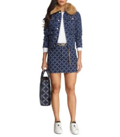 Michael Kors Falda De Mezclilla Corta De Corte Recto Con Monogram Mujer -GlamModa Ventas 43309043 x3