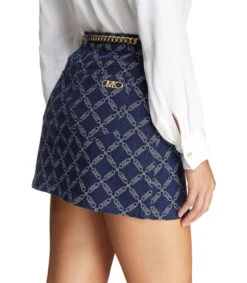 Michael Kors Falda De Mezclilla Corta De Corte Recto Con Monogram Mujer -GlamModa Ventas 43309043 x4