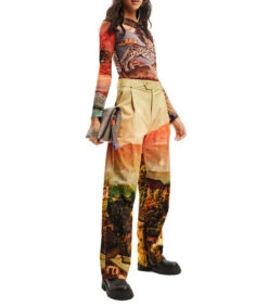 Desigual Playera De Cuello Redondo Con Manga Larga Estampada Mujer -GlamModa Ventas 43310398 x3