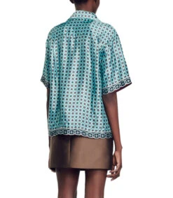 Sandro Camisa Estampada Manga Corta Mujer -GlamModa Ventas 43312381 x2