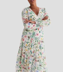 Vestido De Fiesta Midi De Manga Larga Floral Maya Mujer -GlamModa Ventas 43316905 x2