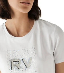 Playera De Cuello Redondo Con Manga Corta Y Logo De Lentejuelas Mujer -GlamModa Ventas 43323290 x4