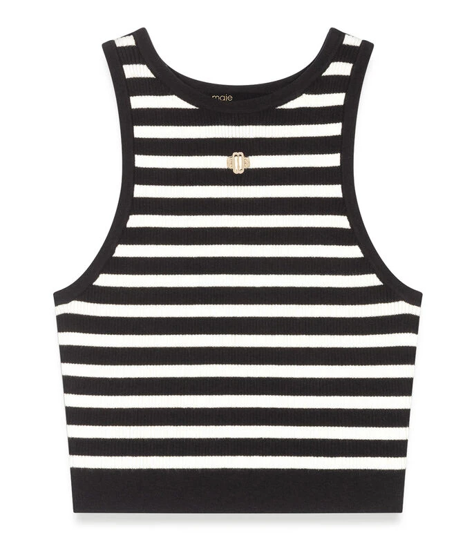 Maje Playera De Cuello Redondo Sin Mangas Marinelia A Rayas Mujer 7 Maje Playera De Cuello Redondo Sin Mangas Marinelia A Rayas Mujer - Imagen 5