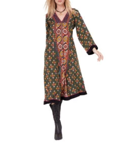 Vestido Midi De Manga Larga Y Mix De Estampados Mujer -GlamModa Ventas 43343023 x3