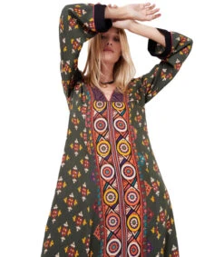 Vestido Midi De Manga Larga Y Mix De Estampados Mujer -GlamModa Ventas 43343023 x4