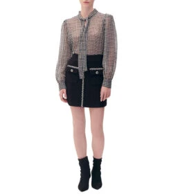 Falda Corta Tejido De Punto Con Ribetes Mujer -GlamModa Ventas 43353670 x3