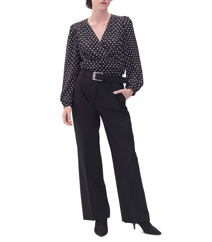 Pantalón Recto Fluido Con Cinturón Mujer 5 Pantalón Recto Fluido Con Cinturón Mujer - Imagen 3