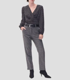 Pantalón Recto Tejido Tweed Con Cinturón Mujer -GlamModa Ventas 43354030 x3