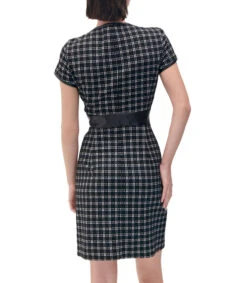 Vestido Ajustado De Cuadros Detalles Vinipiel Mujer -GlamModa Ventas 43354112 x2