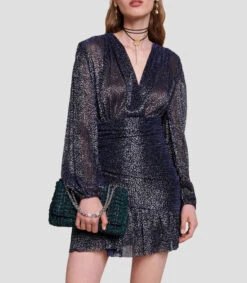 Maje Vestido Mini De Manga Larga Drapeado Mujer