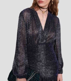 Maje Vestido Mini De Manga Larga Drapeado Mujer 12 Maje Vestido Mini De Manga Larga Drapeado Mujer -GlamModa Ventas 43366439 x5